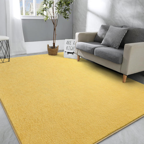 Hutha Large Area Rugs for Bedroom Living Room 5x8 Yellow Solid Fluffy Super Soft Memory-Foam Furry Bedside Carpets Modern Indoor Floor Rug Aesthetic Minimalist Rug for Kids Girls Boys Home Decor